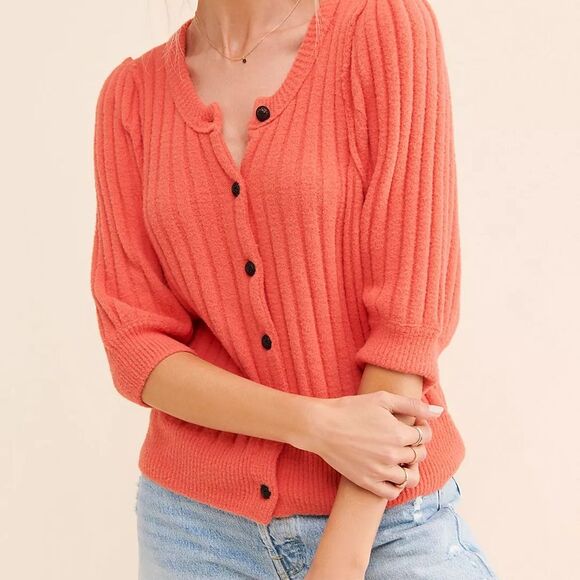 FREE PEOPLE Sloane 3/4 Sleeve Knit Cardigan Sweater - Picture 13 of 16